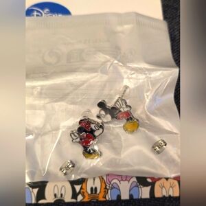 Disney Kissing Mickey & Minnie Mouse Sterling Silver Enamel Stud Earrings